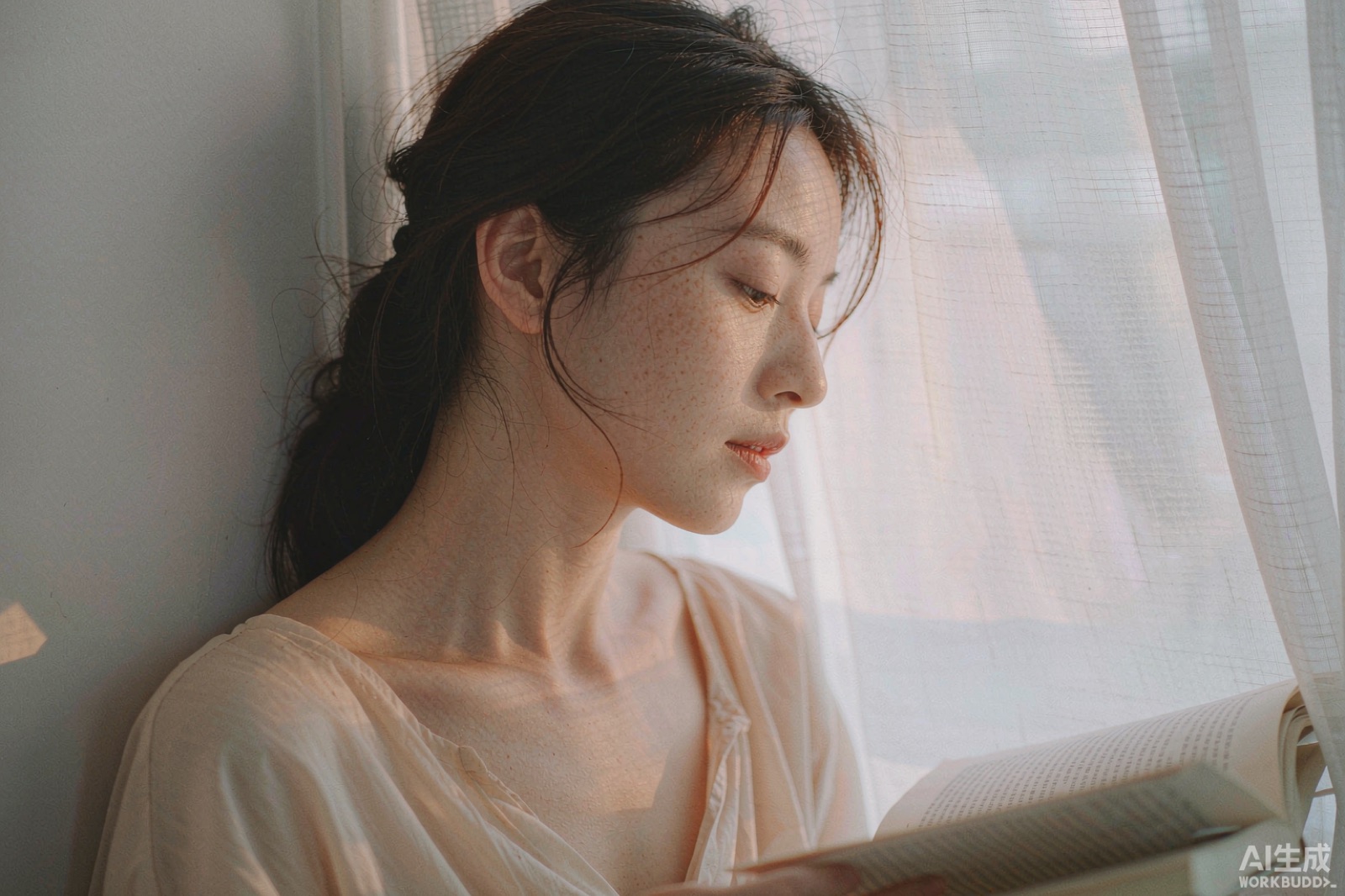 窗边读书的午后